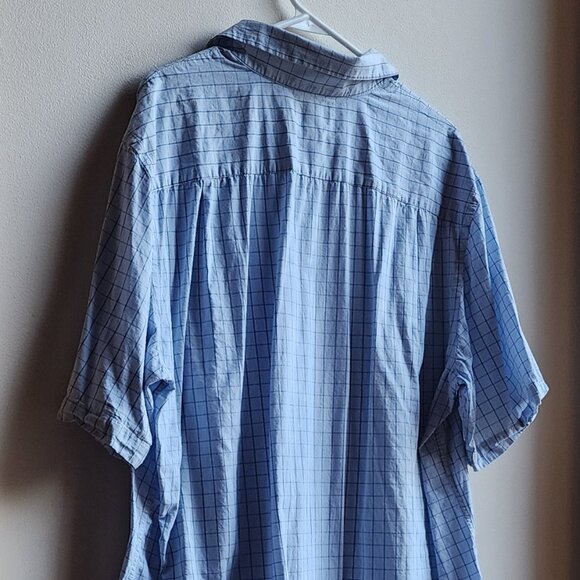 Dockers Blue Checked Short Sleeve Casual Button Down Shirt Size XL - Picture 10 of 13